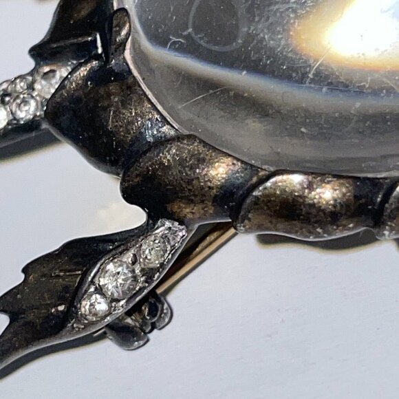 Crown Trifari Alfred Philippe Sterling Silver Jelly Belly Turtle Brooch Pin Read - Picture 9 of 16